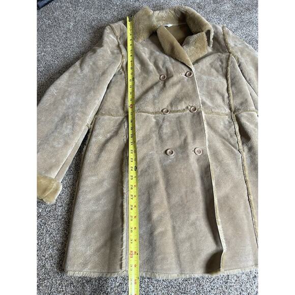 Marvin Richard’s Suede Leather Faux Fur Trim Tan Coat Size Large Y2K Vintage - Picture 10 of 11